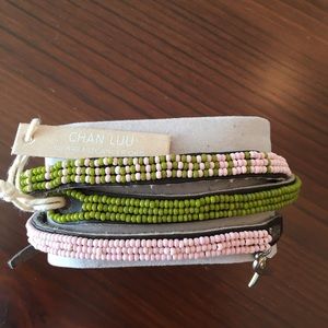 Authentic Chan Luu leather and bead wrap bracelet.